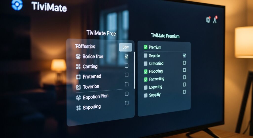 TiviMate Premium comparé à TiviMate Gratuit sur interface IPTV au Canada